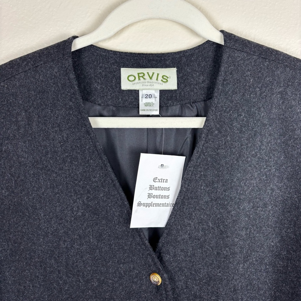 Orvis Dress Women’s Sz 20 Gray Sleeveless Wool Maxi Button Front Modest NWT - Picture 3 of 5